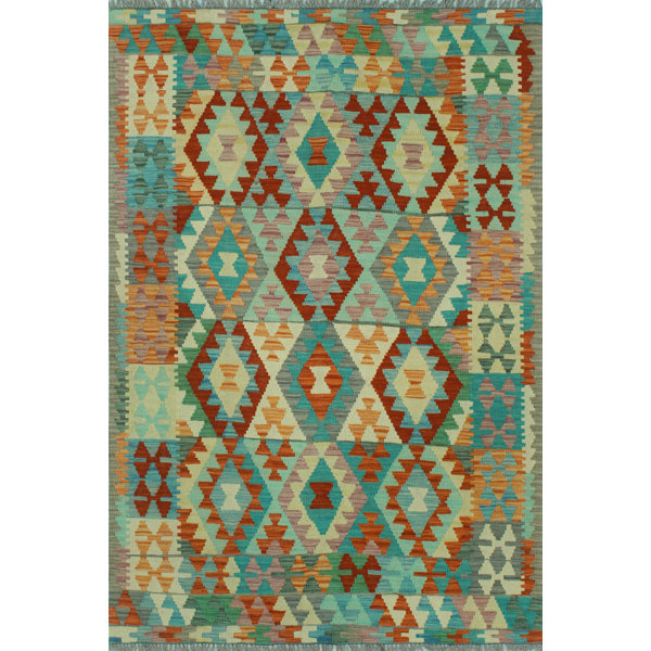 Union Rustic Bousson Handmade Flatweave Wool Blue/Brown/Green Rug Wayfair
